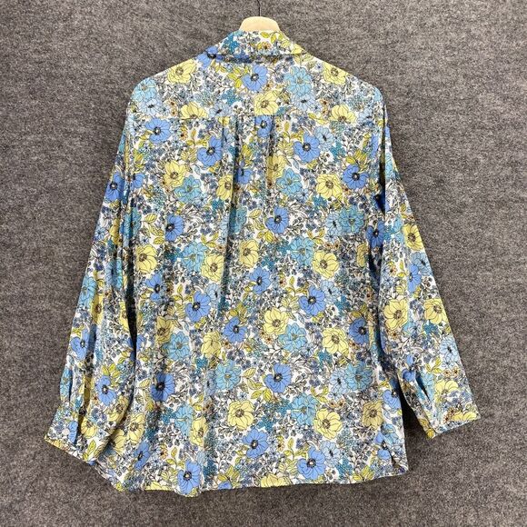 5/$45 INC International Concepts Shirt Women PXL Petite Blue Floral Button Up - Picture 2 of 10